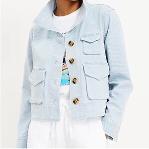 Sale!!! NWT LOFT Denim Utility Jacket in Indigo Stripe Size Small